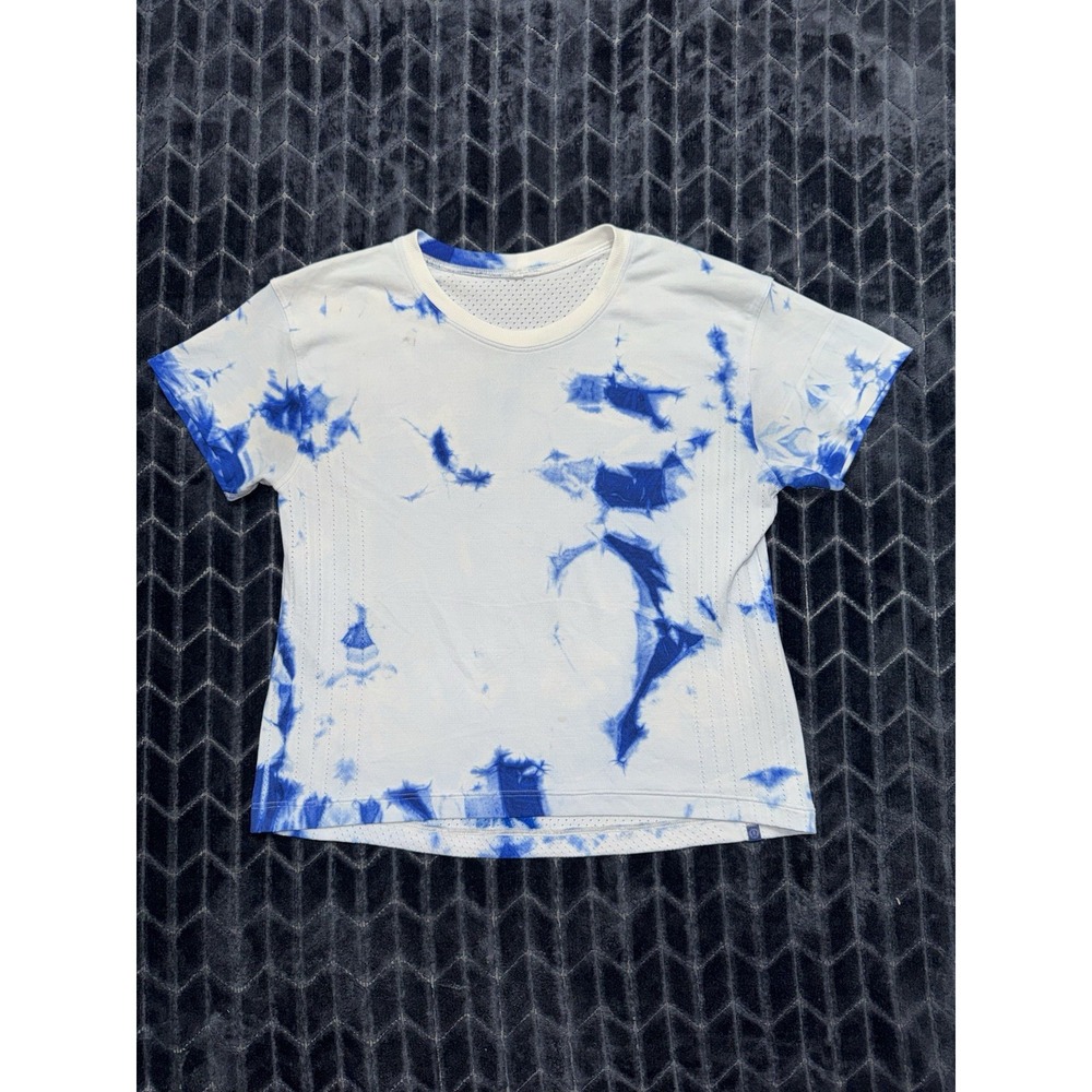 Lululemon Women's Train to Be Short Sleeve Regatta Blue Tie Dye Sz 6